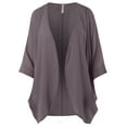 thumbnail image 1 of A2Y Women's Loose Fit Lightweight Open Front Woven Chiffon Cardigan Lilac Grey 3X, 1 of 5