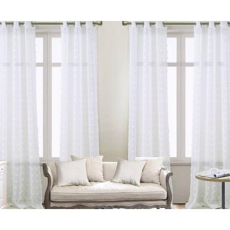 White Curtain Panel Set Olivia Gray Colorado Clipped Doily 76 x 84 in. Grommet Curtain Panel Pairs in White (Set of 4) ()