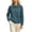 Dark Blue, variant on Women's Contrast Trim Collar Long Sleeve Top - Loose Fit 3-Button Placket Ribbed Cuff Casual Pullover