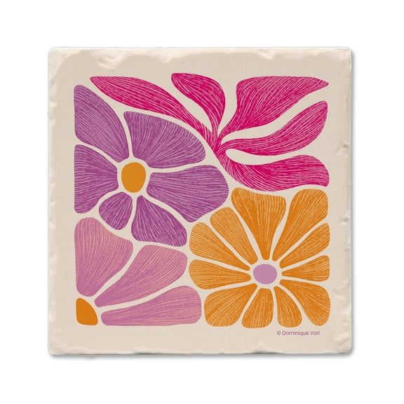 Thirstystone "Pink Floral Nest" Single Tumbled Tile Stone Coaster