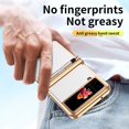 thumbnail image 5 of MonsDirect for 6.7 inch Samsung Galaxy Z Flip 3 5G 2021 Case with A Capacitance Pen, Two Hinge Protection Plating PC Frame Leather Grain Shockproof with S Pen Holder for Galaxy Z Flip 3, Gold White, 5 of 7