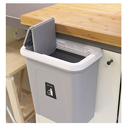 kary chef Hanging Trash Can,Small Cabinet Kitchen Trash Can,à Garbage Canà for Kitchen Cupboardà with Automatic Return Lid,Grey
