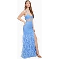 thumbnail image 2 of DEAR MOON Womens Embellished Feather Gown Dress, ltpasblue, Juniors, 3, 2 of 2