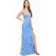 thumbnail image 2 of DEAR MOON Womens Embellished Feather Gown Dress, ltpasblue, Juniors, 3, 2 of 2