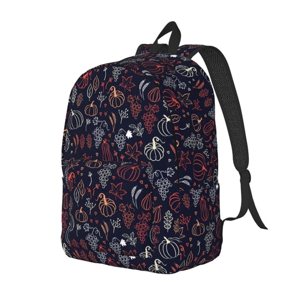 Balery Thanksgiving Seamless Pattern Mochila Clásica Impresa Básica para Viaje, Mochila Escolar Resistente al Agua, Mochila de Lona con Correas Ajustables-Medium