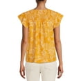 thumbnail image 3 of Time and Tru Women's Flutter Sleeve Top, 3 of 5