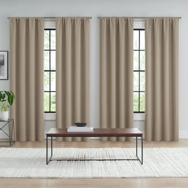 Eclipse Gilda Embossed Blackout 4 Pack Window Curtain Panels, Rod Pocket - 37" W x 84" L - Wheat