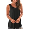 thumbnail image 2 of QLEICOM Womens Summer Tops Oversized T-shirts Solid Vest Round-Neck Sleeveless Casual Loose Tunic Tank Tops Women Shirts Blouses Black S, 2 of 7