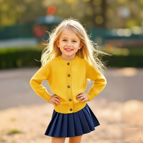 Sweatshirt Long Sleeve Girls Yellow Sweatshirt Cardigans Crewneck Blouse Shirt Tops Winter Clothes Little Girls Clothes 9-10 Years