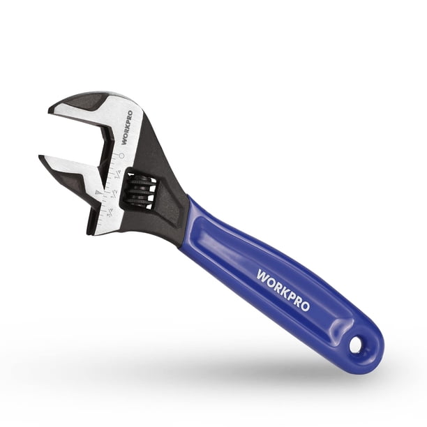 Llave ajustable WORKPRO de 15 cm con mordaza ancha de acero Cr-V