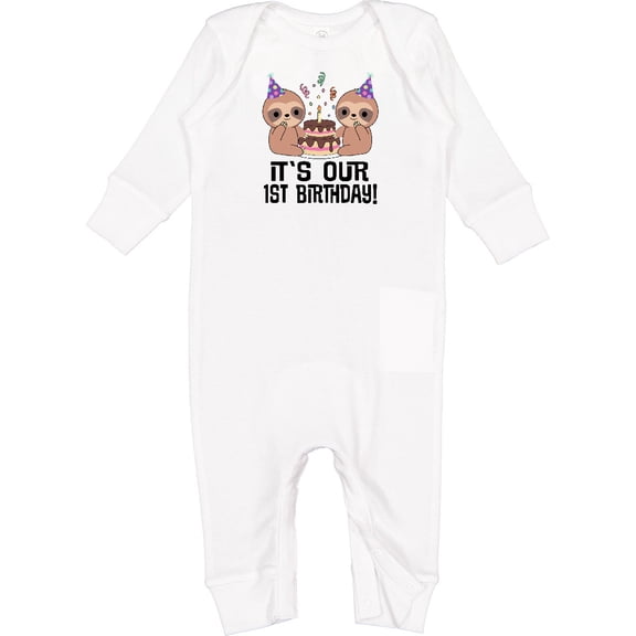 Inktastic Twins 1st Birthday Sloth Boy Girl 1 Year Old Baby Romper Coveralls