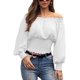 thumbnail image 1 of Sunloudy Blusa de otoño para mujer, Top corto de túnica elástica de manga larga con hombros descubiertos y lunares para damas, negro/blanco/rosa Sunloudy  S/M/L/XL/XXL, 1 of 5