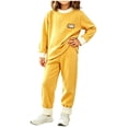 thumbnail image 3 of Acaics Girls' 2 Piece Ribbed Tracksuit Set: Color Block Crew Neck Long Sleeve Cuffed Jogger Outfit, Soft Daily Loungewear for Girls Ages 6 Months–6, 3 of 7