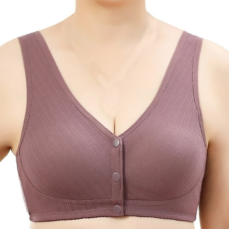 HCURIBAD Wireless Bras  Clearance! Front Button Bra Front Closure Sports Bras Cotton Soft Everyday Sleep Bras  Seamless Bra  Backless Bra  Bras for Women Gray A