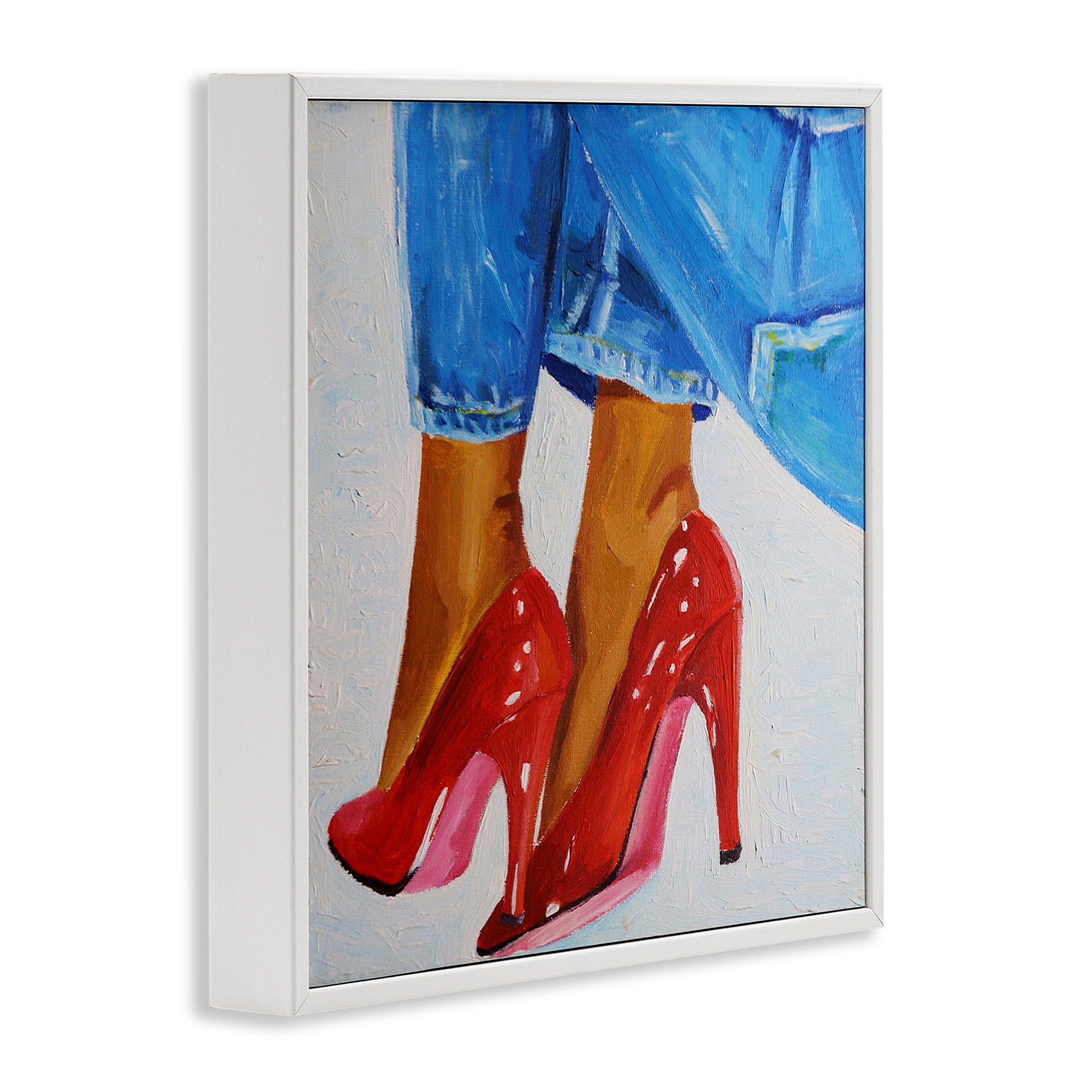 Stupell Industries Glossy Red Pumps & Jeans White Framed Giclee Art, design by Violeta Vollmer