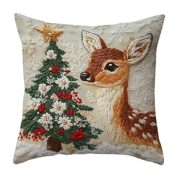 Christmas Pillow Covers 18x18in, Holiday Decor, Fade-Resistant, Hidden Zipper, Cushion Case for Chair Sofa Bedroom Living Room Home Decor