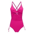 thumbnail image 7 of Sngxgn Women's Swimsuit Plunge Neckline Cutout Criss Cross Bathing Suit(Hot Pink,XXL), 7 of 7