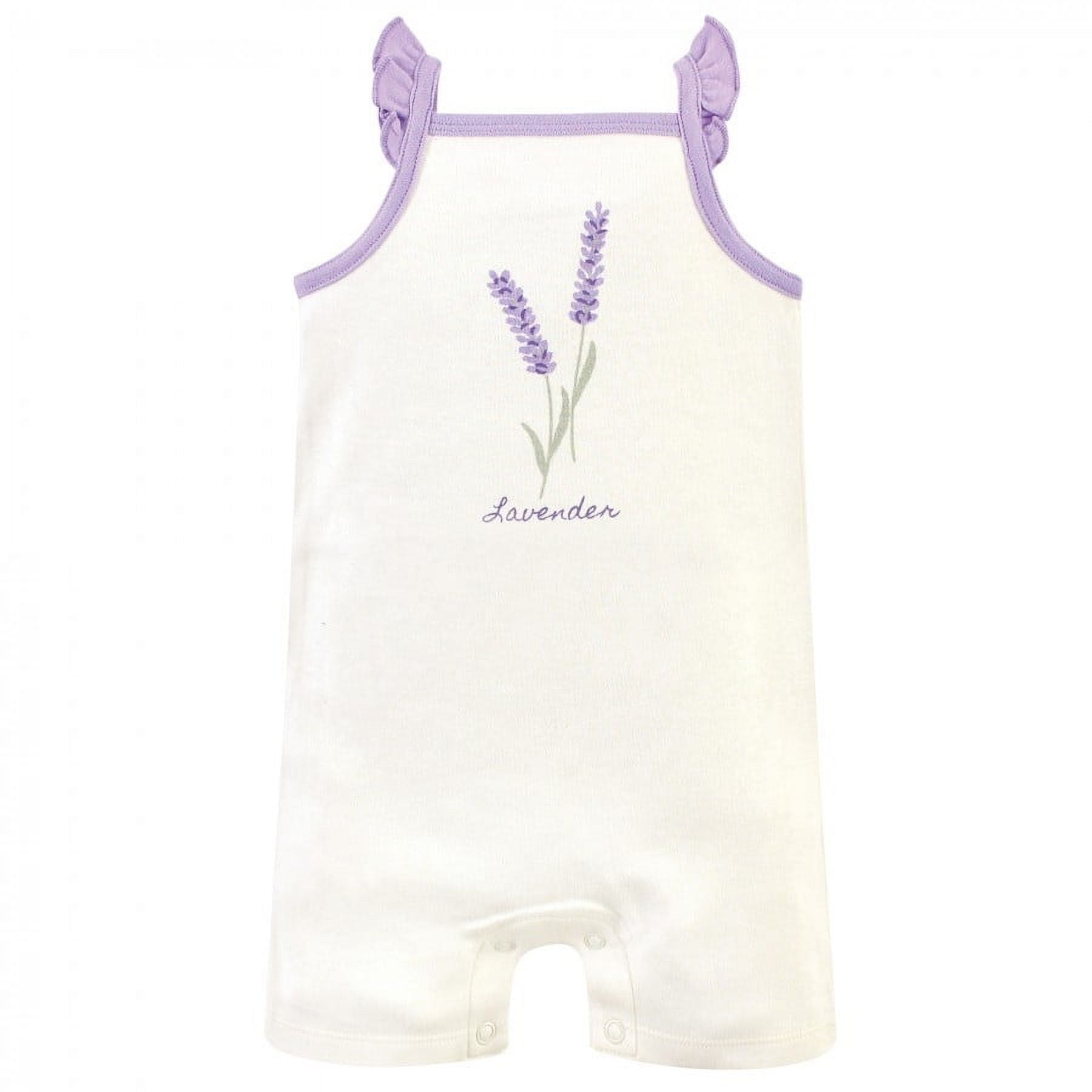 Touched by Nature Baby Girl Organic Cotton Rompers 3pk, Lavender, 0-3 Months