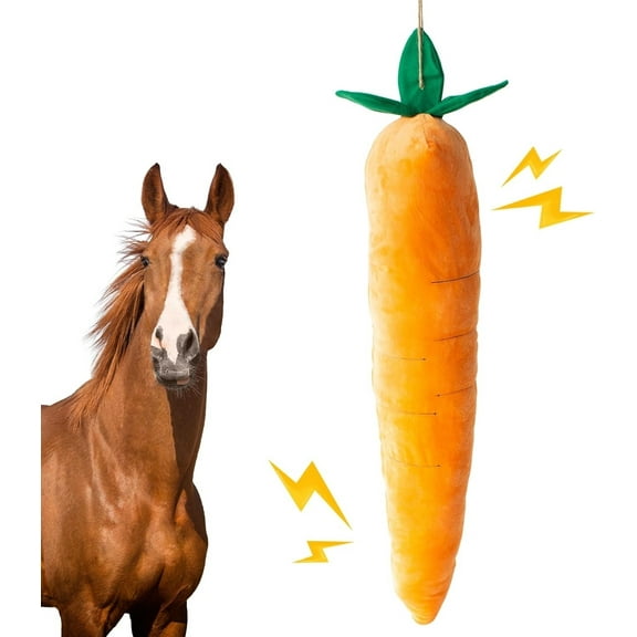 H Horse Toy Plush Squeaky Carrot, Large Carrot Shaped Horse Squeaky Toy, Interactive Calming Plush Carrot Ball For Horses Dogs, Hanging Stall Play Enrichment Relieve Stress Noise Maker,Multicolor