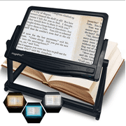 MAGNIPROS 5X LED Full Page Magnifying Glass with Detachable Stand, 3 Color Modes for Eye Strain Relief, Hands-Free Magnifier for Reading Fine Print, Crafting, and Seniors with Low Vision