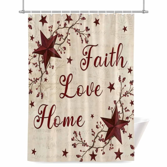Shower Curtains for Bathroom-36"x72",Faith Love Home on Vintage Letter Waterproof Bath Curtain Grommet Shower Curtain Set with Hooks