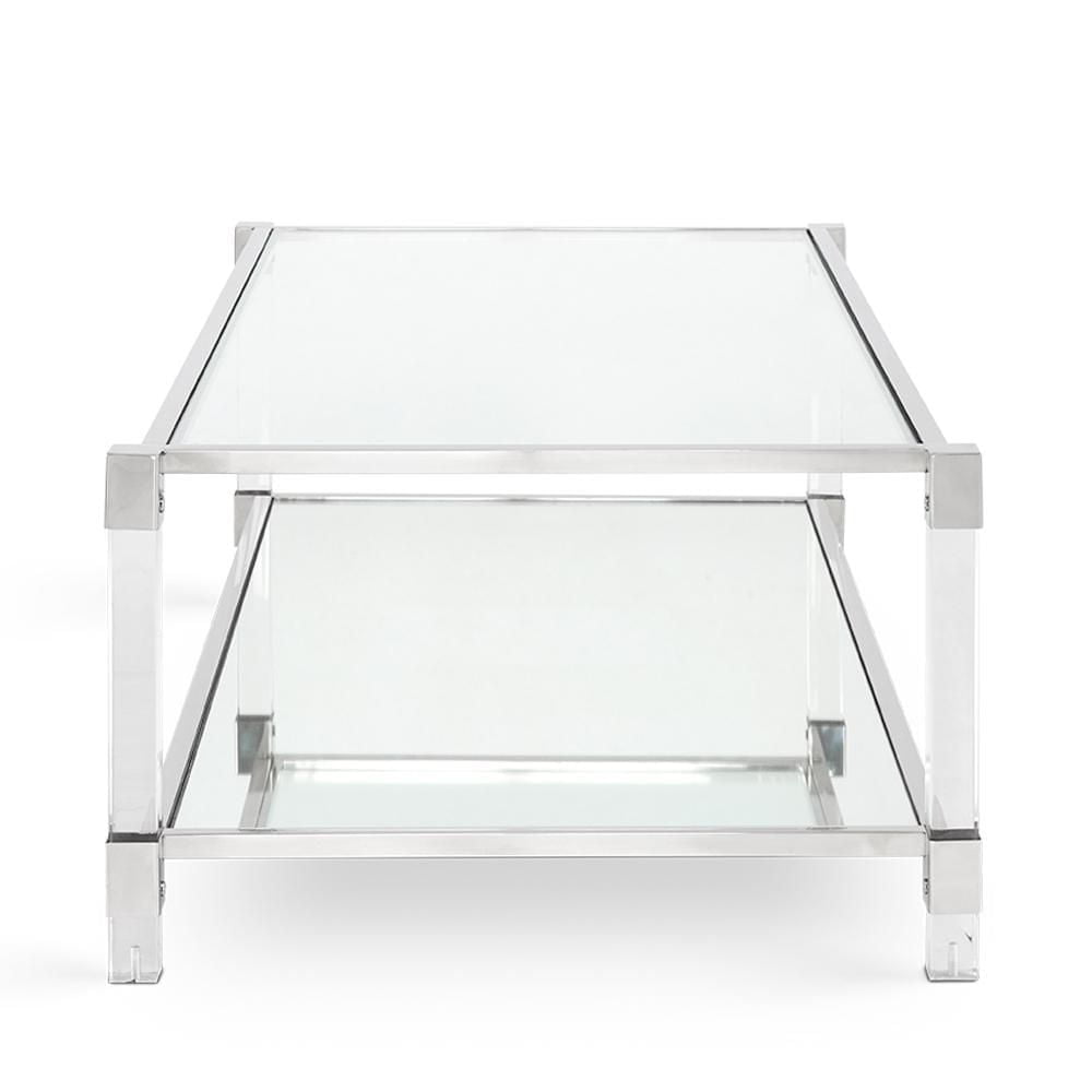 Home Gear Table Basse Rectangulaire Argentée avec Pieds en Acrylique