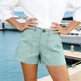 thumbnail image 6 of Linen Shorts for Women Summer Bermuda Shorts with Pockets Dressy Casual Button Down Wide Leg Beach Short, S, 6 of 8