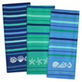 thumbnail image 4 of Design Imports Ensemble de Torchons Brodés Bleu Mer de 3, 4 of 4