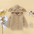 thumbnail image 4 of Xingqing Infant Toddler Baby Girls Solid Color Rabbit Ear Long Sleeve Knitted Hooded Coat, 4 of 10
