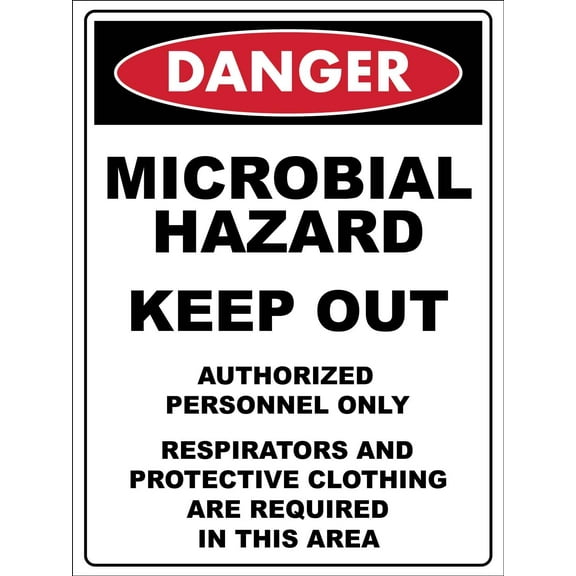 Danger Microbial Hazard Keep Out Metal Sign Caution Danger Safety Security Warning Notice Signs Size: 12 x 16 inch