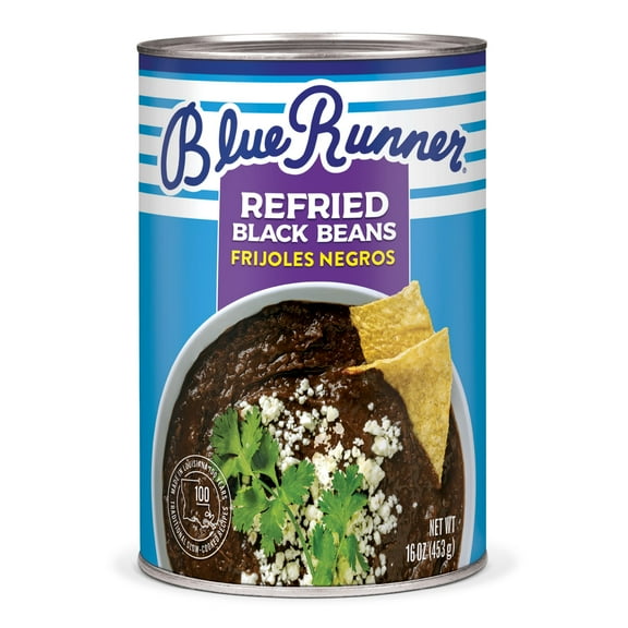 Blue Runner Refried Black Beans Frijoles Negros, 16oz Can