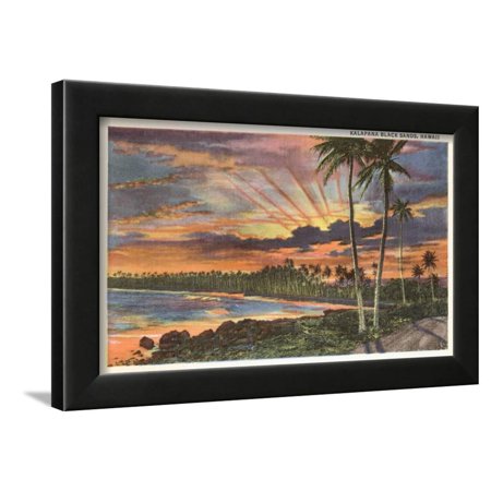Totem 12' Brown Island Decor - Sunset, Kalapana Black Sands, Hawaii Framed Print Wall Art