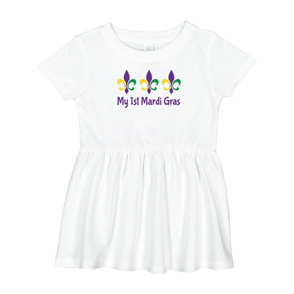 Inktastic My 1st Mardi Gras Fleur De Lis Girls Baby Dress