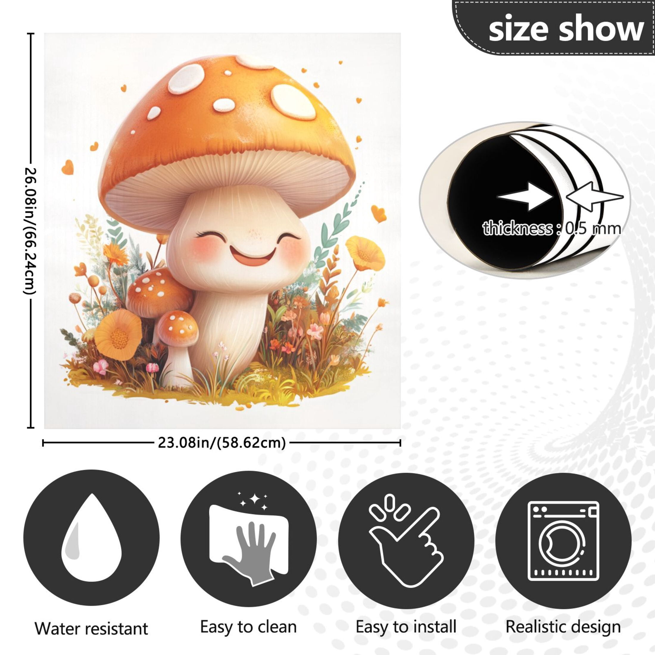 Dishwasher Magnetic Sticker 23x26 Inch Refrigerator Magnetic Sticker Washing Machine Magnetic Sticker Kitchen Panel Magnetic Sticker Home Decor Super Cute Orange Mushrooms