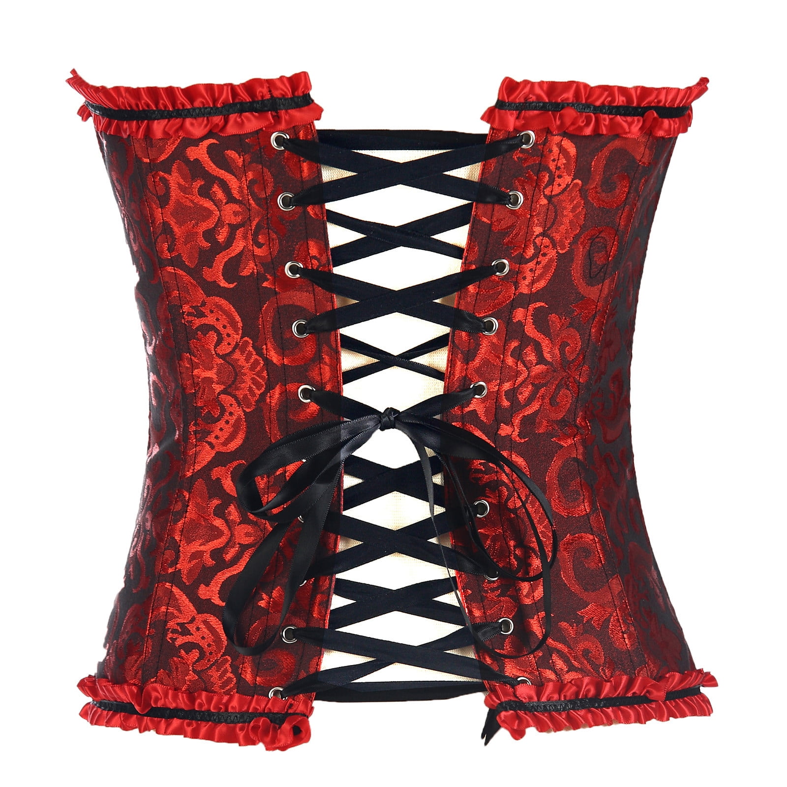 Odeerbi Shapewear for Women Tummy Control Waist Trainer Bodysuit Erogenous Vintage Gothic Party Floral Lace Up Slim Corset Bustier Tube Top Blue