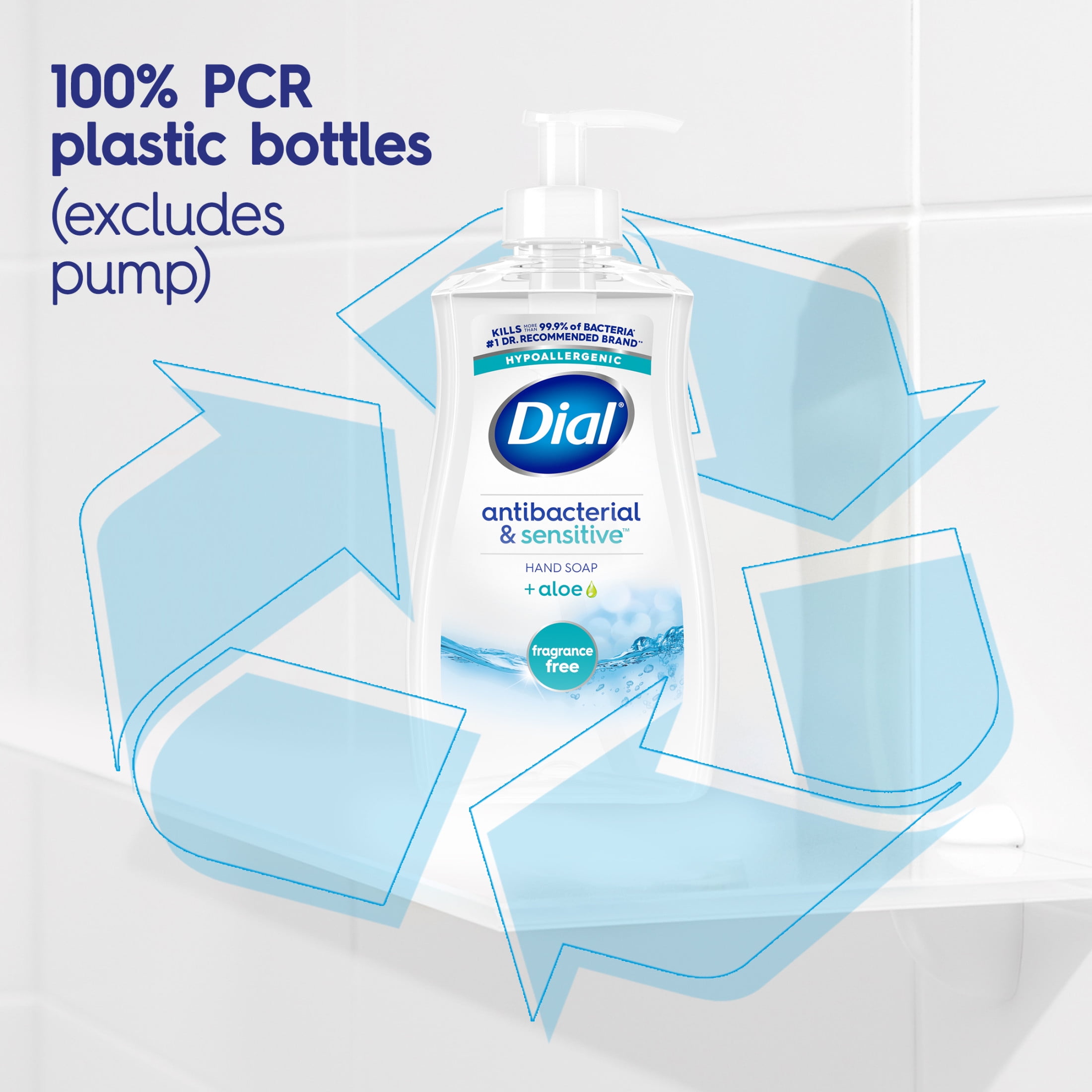 Dial Antibacterial & Sensitive Liquid Hand Soap, Hypoallergenic, Fragrance Free, 11 fl oz
