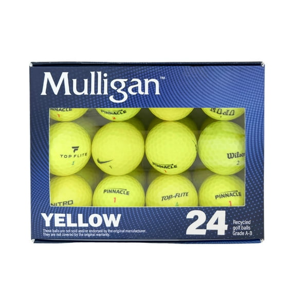 Mulligan Recycled Yellow Golf Balls, Mixed, 24-pack