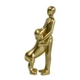 thumbnail image 1 of Figura de hombre con perro, escultura de vínculo emocional, accesorios para amantes de las mascotas. Dorado, 1 of 9