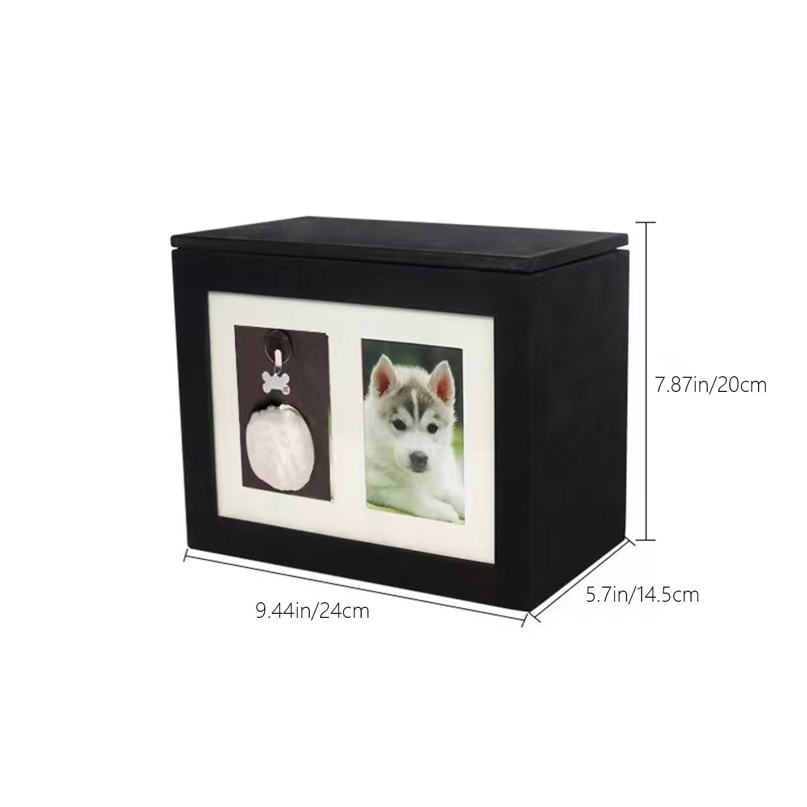 Ikohbadg Pet Urn for Dog Ashes, Wooden Keepsake Box with Photo Album & Paw Print Kit, Memorial Storage for Pets up to 95 lbs, Magnetic Lid, 20 Photo Capacity, Personalized Tribute