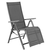 Patiojoy Outdoor Adjustable Reclining Chair High Back Recliner Folding Lounge Chair Gray