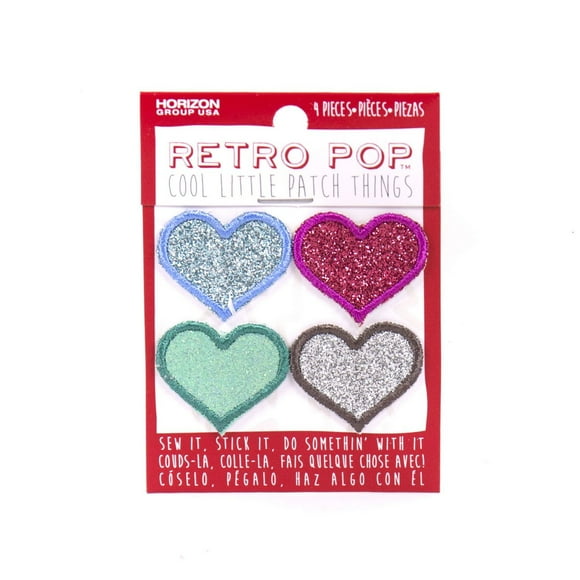 Appliqué Retro Pop, Mini Appliqués Cœur Pailleté, Lot de 4 par Horizon Group USA
