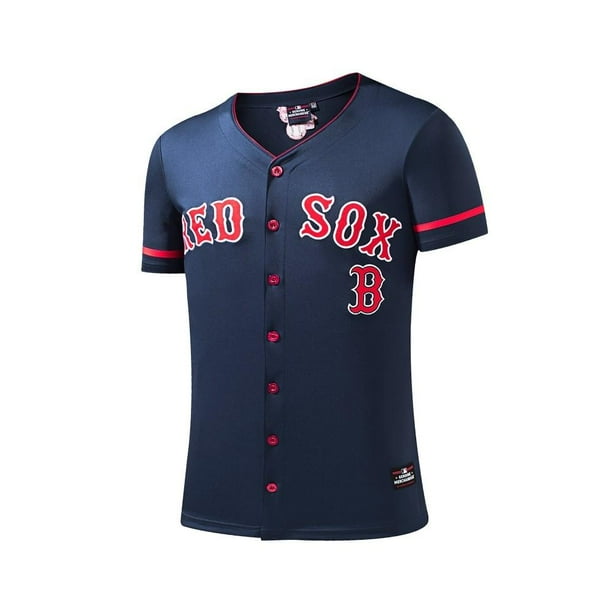 Jersey Boston Red Sox FexPro México MLB Talla G Manga Corta con Botones Rojos y Azul Marino