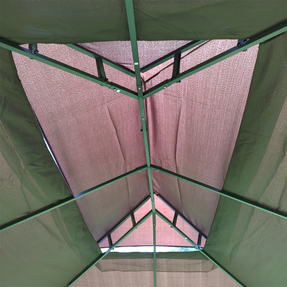 Hommoo Gazebo Canopy,13x10ft Gazebo Canopy, Double Roof Gazebo for Shade and Rain Protection, Brown