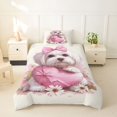 thumbnail image 2 of Homewish Cute Maltese Animal Twin Duvet Cover,Pink Bow Heart Twin Bedding,Daisy Floral Decor,Pink Reversible,2-Piece,1 Duvet Cover and 1 Pillowcase, 2 of 6