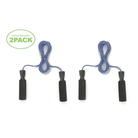 UPC: 0887530039614 | Mind Reader Blue Adjustable Jump Rope with 5.25  Memory Foam Ergonomic Handles (JROPE2-BLU)