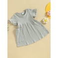 thumbnail image 3 of Faithtur Robes pour Filles, Manches Courtes Col Rond Couleur Unie Poches Robe Princesse Taille Haute pour Fête, 3 of 8