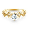 thumbnail image 2 of Gem Stone King 1.13 Ct Round White Zirconia 18K Yellow Gold Plated Silver Ring (Size 8), 2 of 3