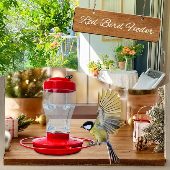FeiFu Leak-Proof Hummingbird Feeder,3-Port Red Plastic Feeder with Ant Guard, Wide Mouth Easy to Filled Outdoor Feeder red
