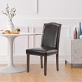 thumbnail image 2 of Zestoria Set of 2 Upholstered Dining Chairs, Modern Fabric with Nailhead Trim & Wood Legs, Dark Brown, 2 of 7