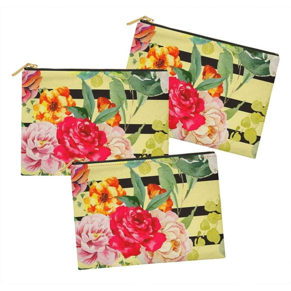 Soimoi Yellow Modal Satin Fabric Stripe & Grandiflora Roses Floral Printed Craft Fabric by the Yard 42 Inch Wide